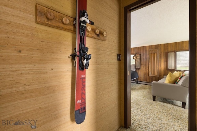 1930 Yellowtail, Big Sky, MT 59716 - detailed view of a baseboard heating unit and wood walls