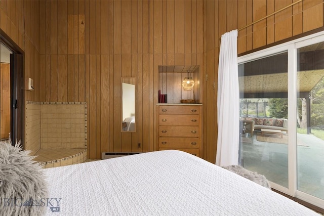 1930 Yellowtail, Big Sky, MT 59716 - bedroom with wood walls and access to exterior