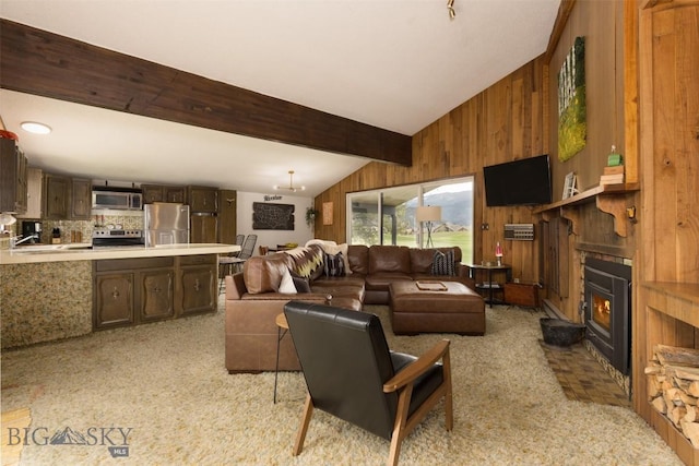 1930 Yellowtail, Big Sky, MT 59716 - living room with wooden walls