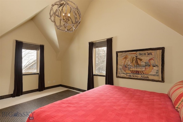 45 Cutthroat Trout, Big Sky, MT 59716 - carpeted bedroom featuring vaulted ceiling