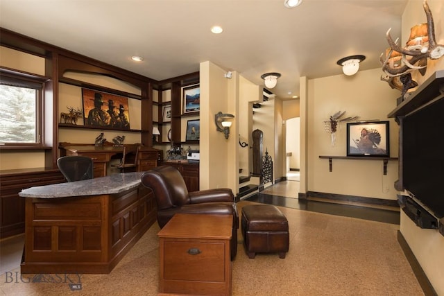 45 Cutthroat Trout, Big Sky, MT 59716 - living room with an office area and recessed lighting