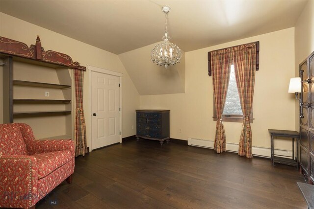 45 Cutthroat Trout, Big Sky, MT 59716 - living area with hardwood / wood-style flooring, a chandelier, and vaulted ceiling