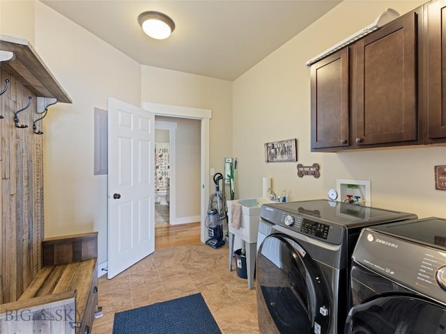 50 Pattee Trl, Bozeman, MT 59718 - washroom with cabinet space, washer and clothes dryer, and baseboards