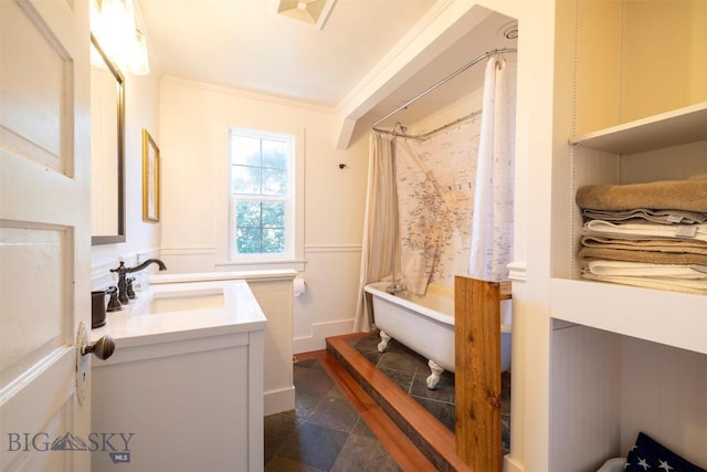 411 W Railroad Ave N, Manhattan, MT 59741 - bathroom with vanity and ornamental molding