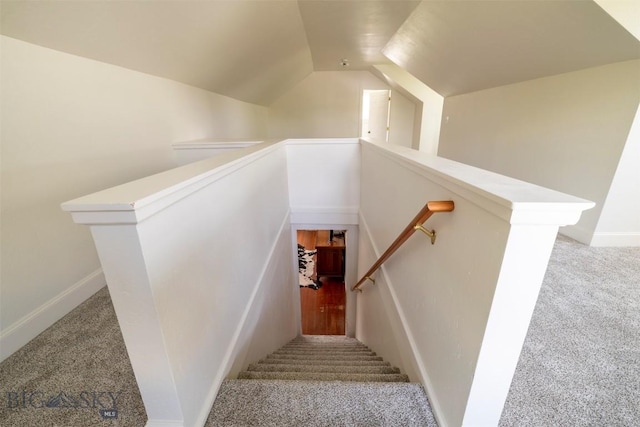 411 W Railroad Ave N, Manhattan, MT 59741 - stairs with carpet floors and vaulted ceiling