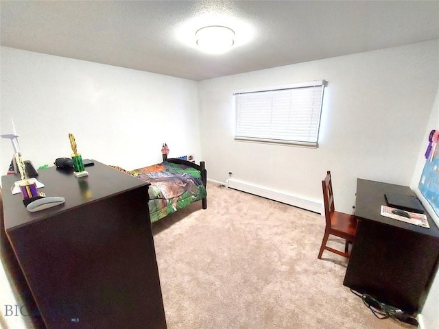 2040 Adams, Butte, MT 59701 - carpeted bedroom with a baseboard heating unit, an office area, and baseboards