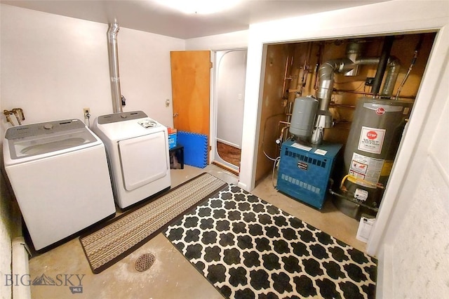 2040 Adams, Butte, MT 59701 - laundry room with gas water heater, washing machine and dryer, and a heating unit