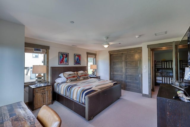 102 Outlook Trl, Big Sky, MT 59716 - bedroom featuring light colored carpet and a ceiling fan