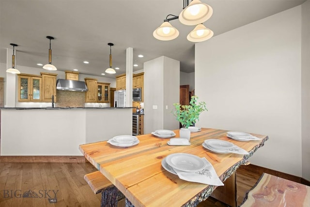 306 Glenbrook Ln, Belgrade, MT 59714 - dining space with hardwood / wood-style flooring and recessed lighting