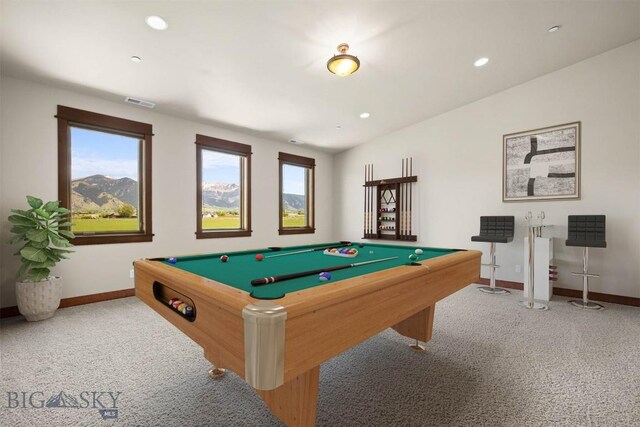 306 Glenbrook Ln, Belgrade, MT 59714 - rec room with carpet floors, baseboards, pool table, and recessed lighting