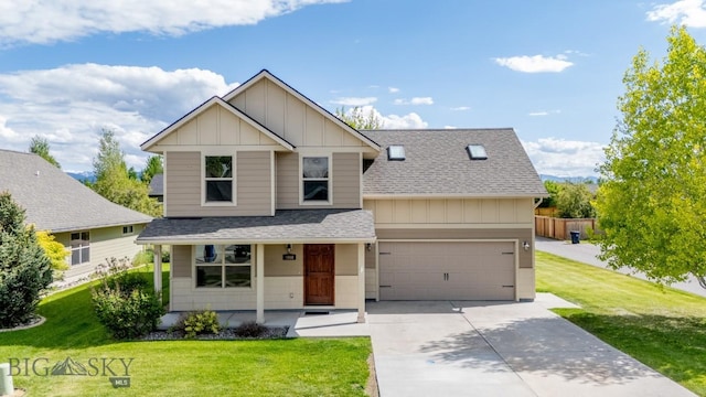 4068 Opal St, Bozeman, MT 59718 - view of front of property with board and batten siding, roof with shingles, driveway, and a porch