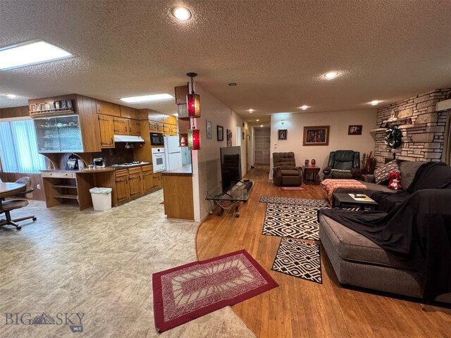 2301 Banks Ave, Butte, MT 59701 - living room featuring a textured ceiling and light wood-style floors