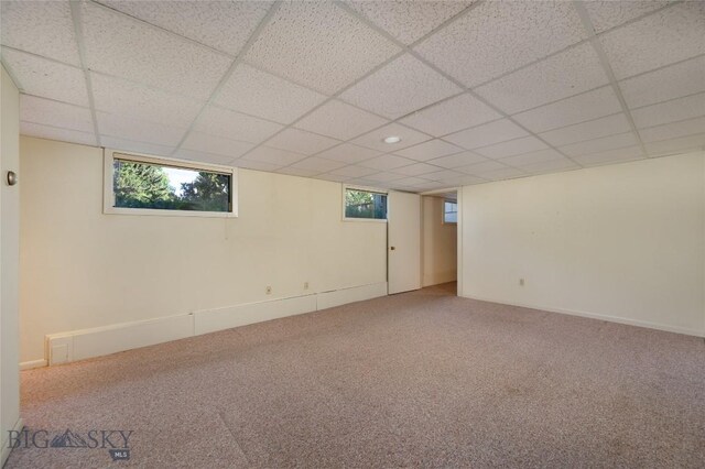 1524 S Grand, Bozeman, MT 59715 - basement with a drop ceiling, healthy amount of natural light, and carpet