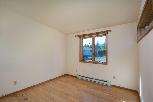 1524 S Grand, Bozeman, MT 59715 - spare room featuring a baseboard heating unit, light wood-type flooring, and baseboards