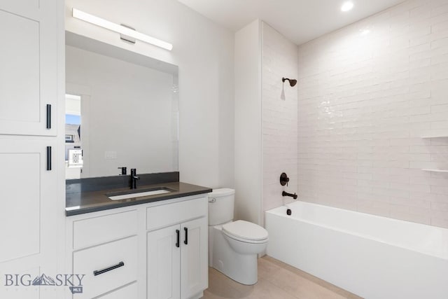 4149 Annie St, Bozeman, MT 59718 - bathroom with toilet, vanity, and bathtub / shower combination