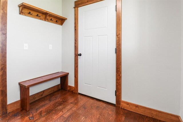 9 Murray Ln, Three Forks, MT 59721 - mudroom featuring baseboards and dark wood-style floors