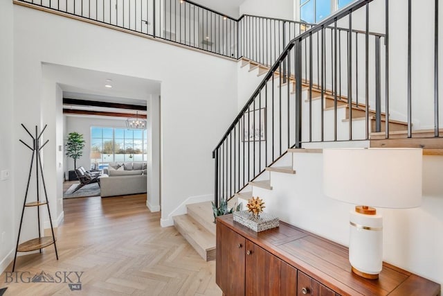 529 Clancy Way, Bozeman, MT 59718 - stairs featuring baseboards and a high ceiling