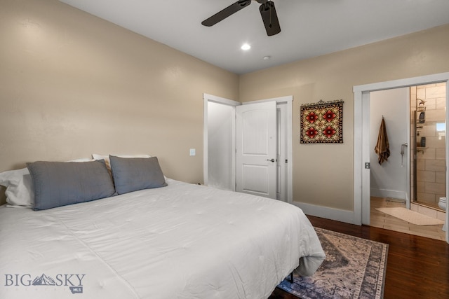64 Duke Dr, Harrison, MT 59735 - bedroom with wood finished floors, baseboards, ceiling fan, and recessed lighting