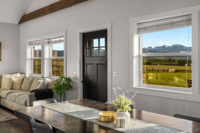 64 Duke Dr, Harrison, MT 59735 - dining area with lofted ceiling and a mountain view