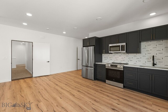 2939 S 30th Ave, Bozeman, MT 59718 - kitchen with stainless steel appliances, a sink, light countertops, backsplash, and recessed lighting