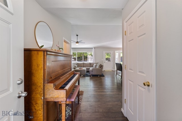 3194 Oliver St, Bozeman, MT 59718 - corridor with dark wood-style floors and lofted ceiling