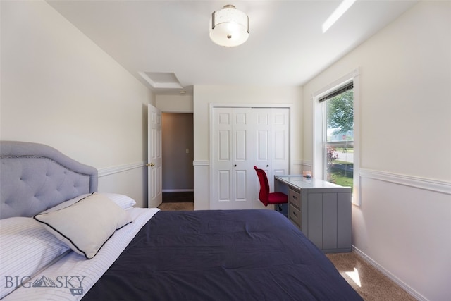 3194 Oliver St, Bozeman, MT 59718 - bedroom with baseboards, a closet, and carpet flooring