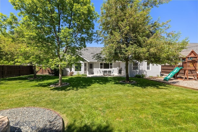 3194 Oliver St, Bozeman, MT 59718 - view of yard featuring a playground and a patio area