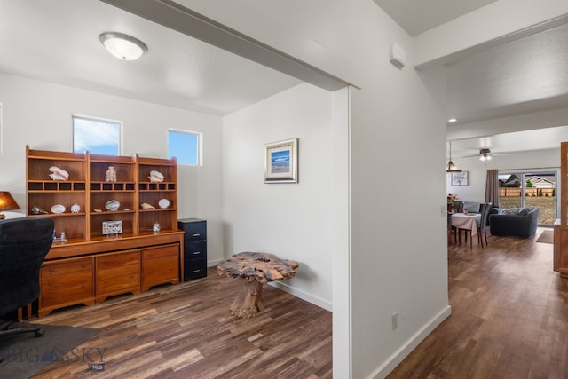 1165 Stewart Loop, Bozeman, MT 59718 - office area with dark wood-style flooring, healthy amount of natural light, and baseboards