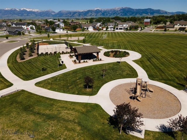 1165 Stewart Loop, Bozeman, MT 59718 - view of community with a gazebo, a mountain view, a residential view, and a lawn