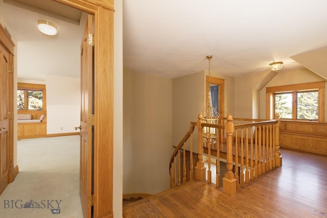 2421 Highland Blvd, Bozeman, MT 59715 - hall featuring an upstairs landing and wood finished floors