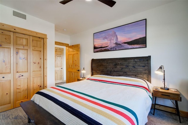 424 E Main St Unit E, Bozeman, MT 59715 - carpeted bedroom with a closet and ceiling fan