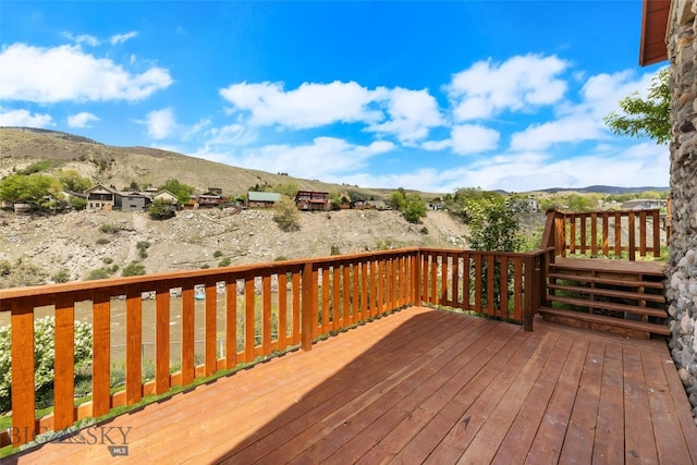 504 4th St, Gardiner, MT 59030 - wooden deck featuring a mountain view