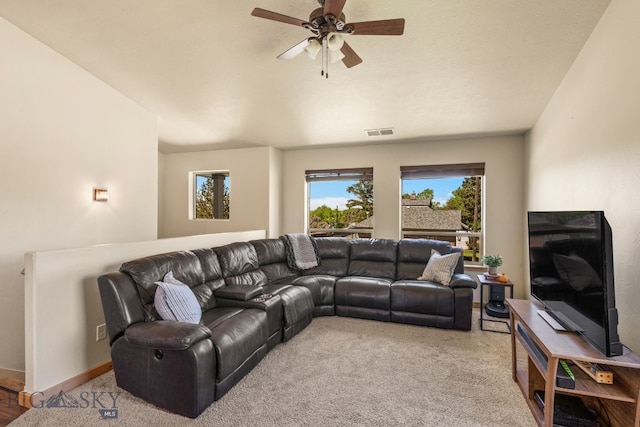 205 Water St, Sheridan, MT 59749 - living area with ceiling fan and light colored carpet