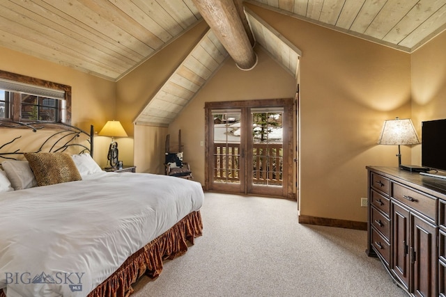 9 Manitou Loop Unit 45E, Big Sky, MT 59716 - carpeted bedroom with wooden ceiling, access to outside, multiple windows, and baseboards