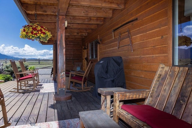 16 Wilson Rd, Livingston, MT 59047 - wooden deck featuring a mountain view and a grill