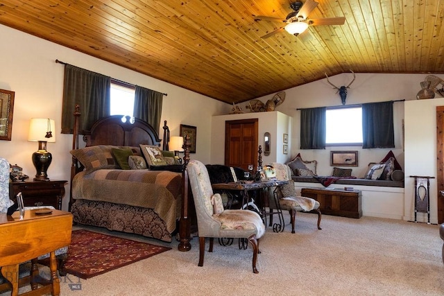 16 Wilson Rd, Livingston, MT 59047 - bedroom with carpet, multiple windows, wooden ceiling, and lofted ceiling