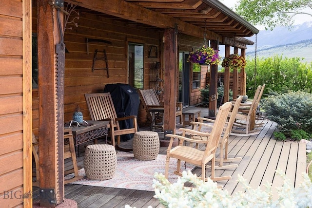 16 Wilson Rd, Livingston, MT 59047 - wooden deck featuring grilling area and a mountain view