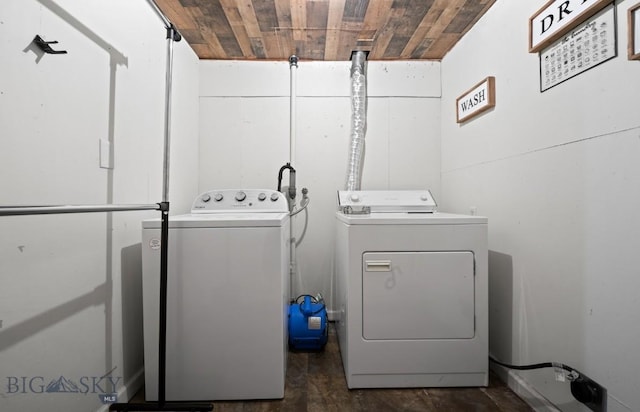 420 N 6th Ave, Bozeman, MT 59715 - washroom featuring wood ceiling and washer and clothes dryer