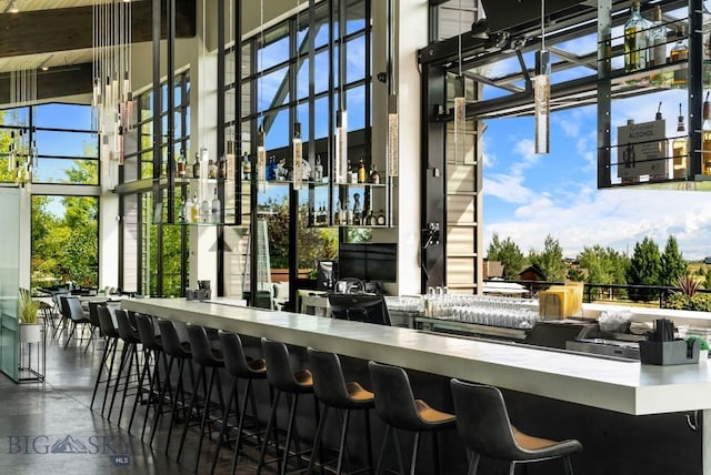 47 Wickwire, Bozeman, MT 59718 - bar area with a towering ceiling and concrete flooring