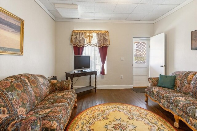 1116-1118 California St, Butte, MT 59701 - living area with hardwood / wood-style floors, crown molding, and baseboards