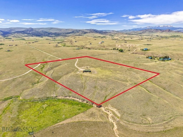 25 Trail Creek Rd, Ennis, MT 59729 - overview of rural landscape featuring property parcel outlined and mountains