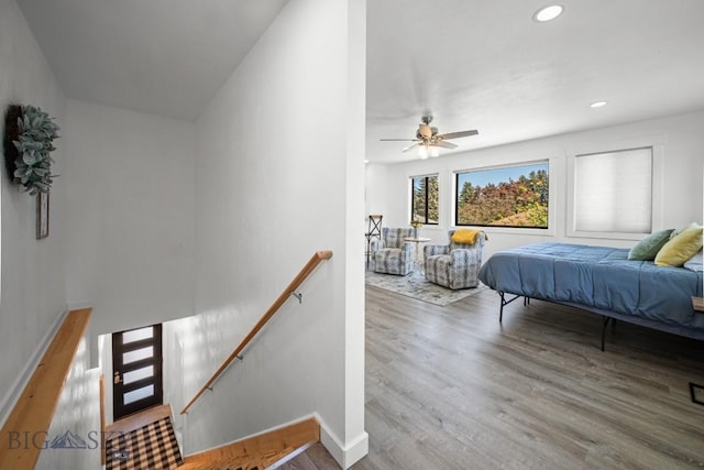 420 N 6th Ave, Bozeman, MT 59715 - bedroom featuring wood finished floors, baseboards, recessed lighting, and ceiling fan