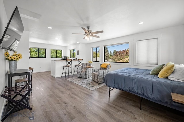 420 N 6th Ave, Bozeman, MT 59715 - bedroom with multiple windows, wood finished floors, recessed lighting, and baseboards