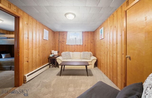 420 N 6th Ave, Bozeman, MT 59715 - sitting room with a baseboard heating unit, carpet floors, and wooden walls