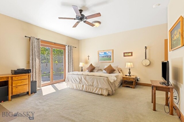 510 N 23rd, Bozeman, MT 59718 - carpeted bedroom with access to outside, a desk, and ceiling fan