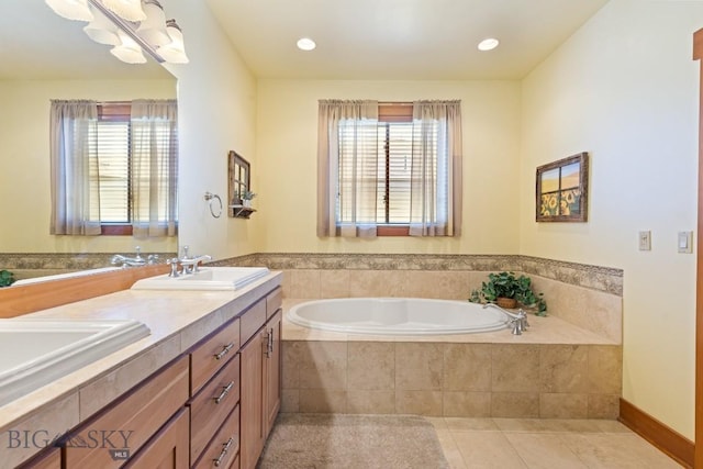 510 N 23rd, Bozeman, MT 59718 - full bath with a bath, tile patterned floors, double vanity, and recessed lighting