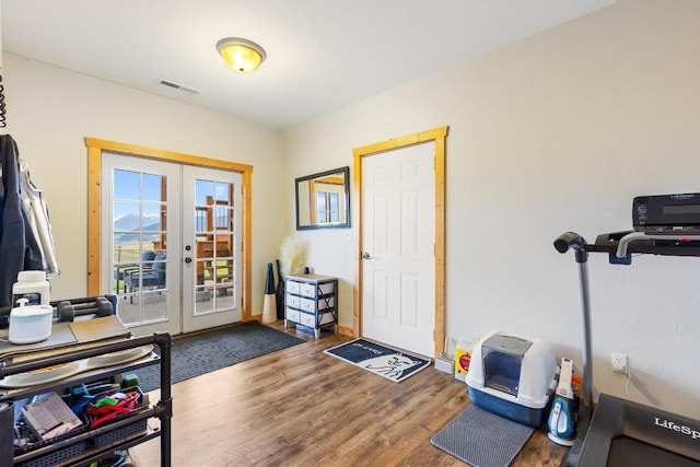 56 Trails End, Livingston, MT 59047 - workout area featuring french doors and wood finished floors