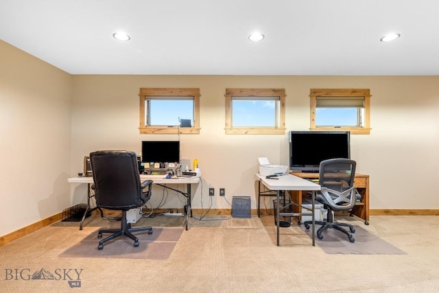 715 Bates Rd, Manhattan, MT 59741 - home office featuring baseboards, carpet, and recessed lighting