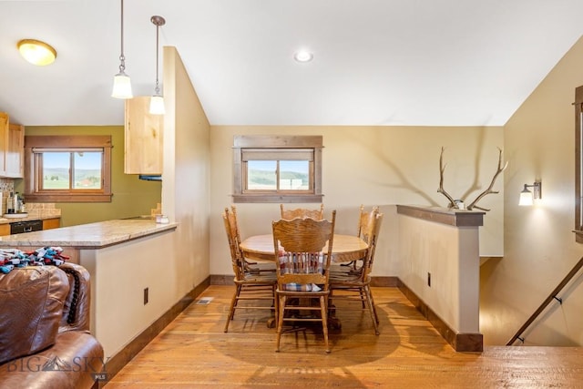 715 Bates Rd, Manhattan, MT 59741 - dining room with light wood finished floors, baseboards, plenty of natural light, and recessed lighting