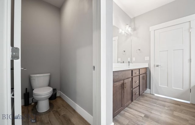 1518 Deadwood Loop, Belgrade, MT 59714 - bathroom featuring wood finished floors, vanity, toilet, and baseboards